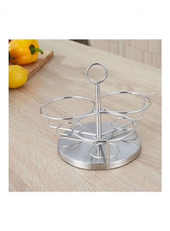 Stainless Steel Three Flavor Rotating Seasoning Pot Set Silver 21 x 20 x 17cm