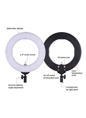 LED Fill Light CRI 90+ With Mini Ball Head Phone Holder 14inch Black