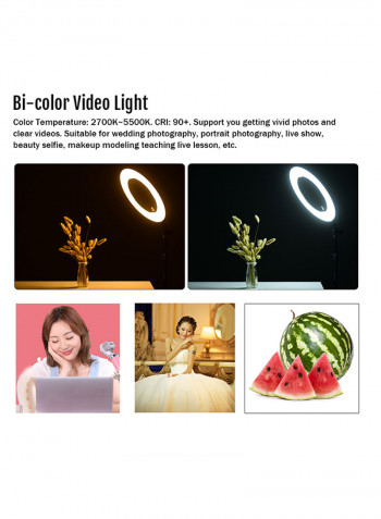 LED Fill Light CRI 90+ With Mini Ball Head Phone Holder 14inch Black