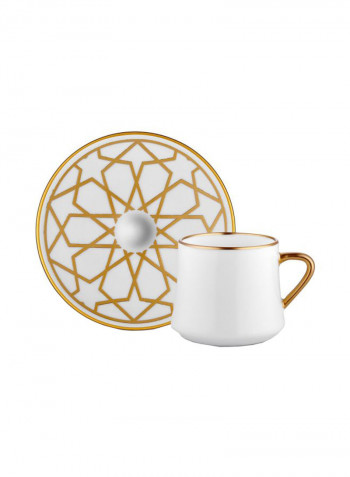 12-Piece Cup And Saucer Set Gold/White