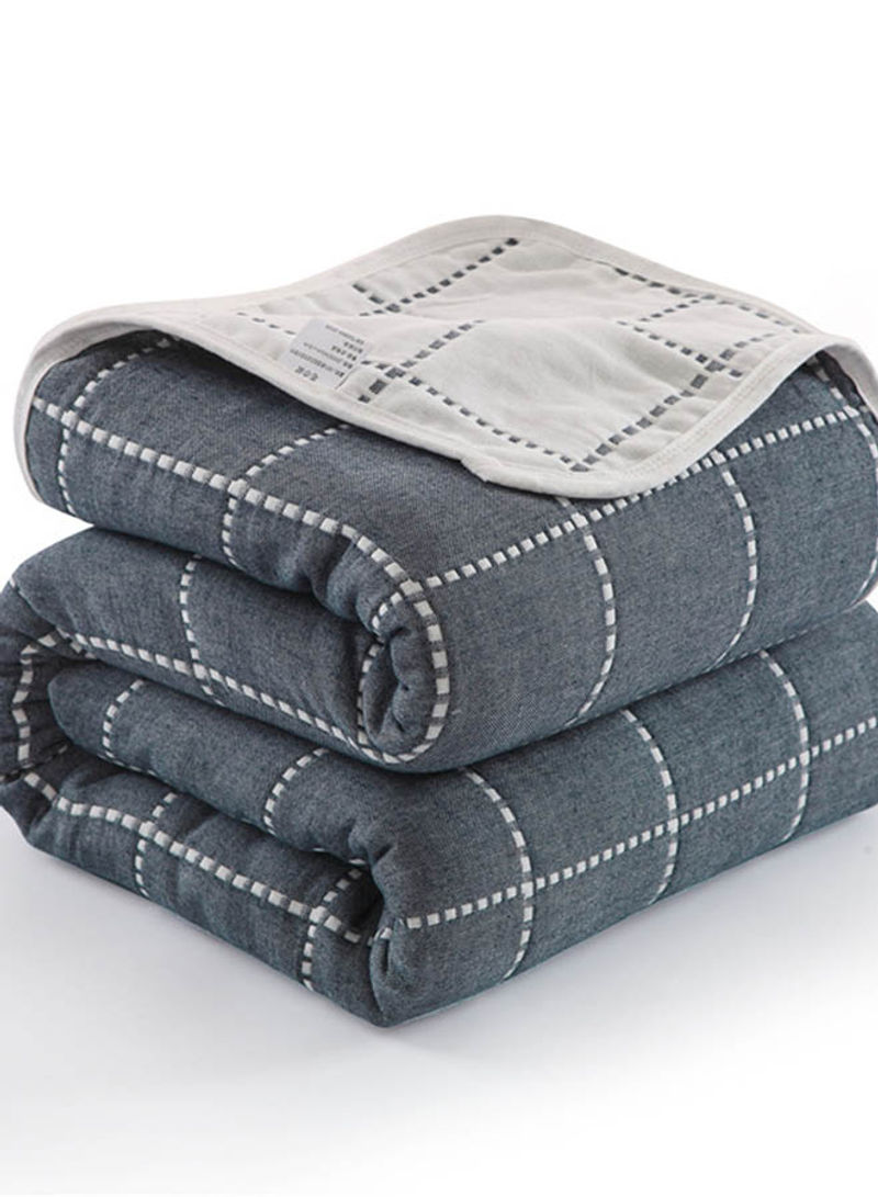 Checkered Bed Blanket Cotton Grey/White 200x230cm