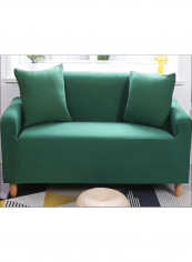 Solid Pattern Anti-Slip Sofa Slipcover Green 145x180centimeter