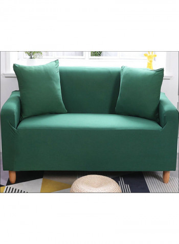 Solid Pattern Anti-Slip Sofa Slipcover Green 145x180centimeter