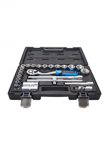 25-Piece Flank Socket Set Black/Silver/Blue