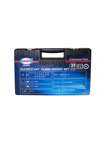 25-Piece Flank Socket Set Black/Silver/Blue