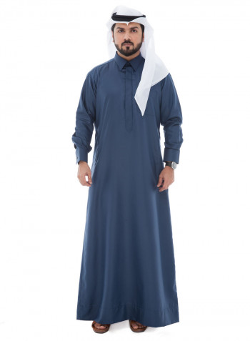 Occasion Shirt Collar Saudi Kandora Navy