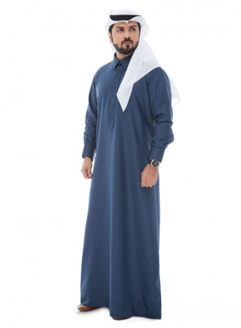 Occasion Shirt Collar Saudi Kandora Navy