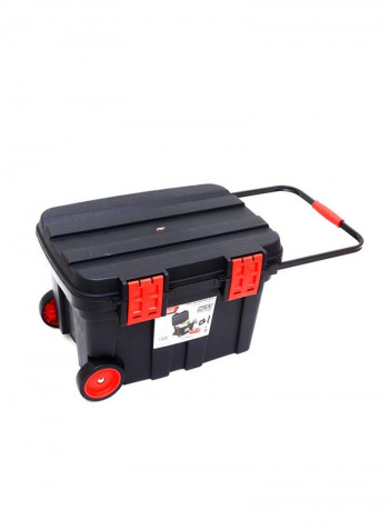 Portable Rolling Tool Box With Telescopic Handle Black/Red 67.5X47.2X41.6centimeter