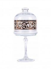 Arabian Nights Glass Footed Candy Box Clear/Gold 11x25.5centimeter