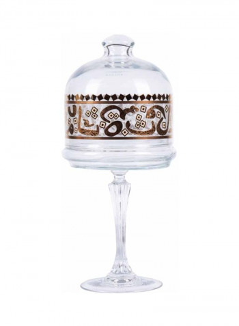 Arabian Nights Glass Footed Candy Box Clear/Gold 11x25.5centimeter