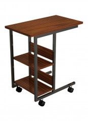 3-Tier Moveable Side End Table Reddish Brown 60x40x76centimeter