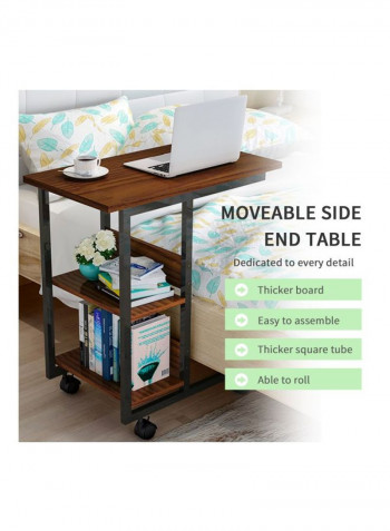 3-Tier Moveable Side End Table Reddish Brown 60x40x76centimeter