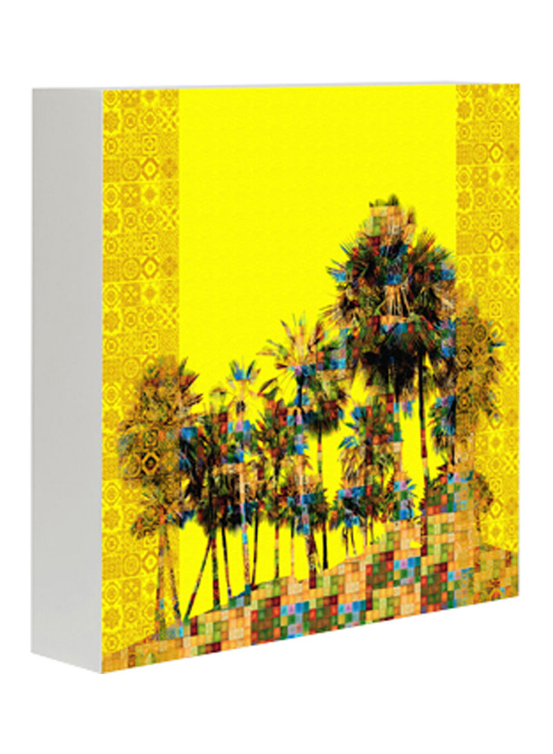 Palm Oasis Picture Box Yellow/Gold 35x35centimeter