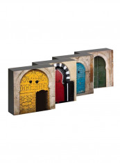 Set Of 4 Open Doors To Arabia Picture Boxes Blue 15x15centimeter