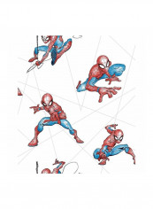 Marvel Spiderman Printed Wallpaper White/Red/Blue 52x1000cm