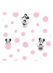 Minnie Printed Wallpaper White/Black/Pink 52x1000cm