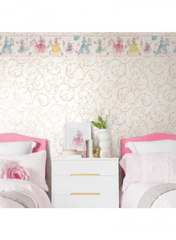 Princess Printed Wallpaper White/Gold 68x823cm
