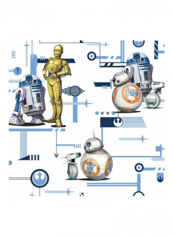 Star Wars Printed Wallpaper White/Gold/Blue 52x1000cm