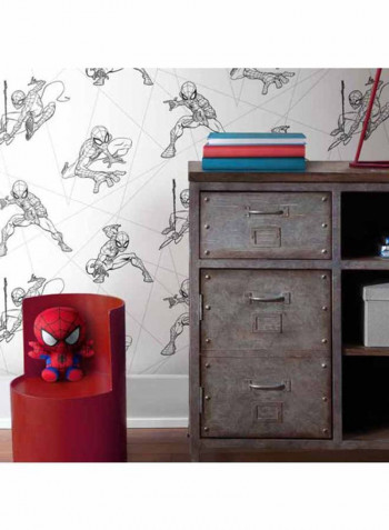 Marvel Spiderman Printed Wallpaper White/Black 52x1000cm