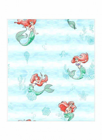 Mermaid Printed Wallpaper Light Blue/Green/Red 52x1000cm