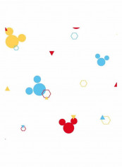 Mickey Mouse Printed Wallpaper White/Red/Light Blue 52x1000cm