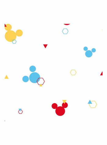 Mickey Mouse Printed Wallpaper White/Red/Light Blue 52x1000cm
