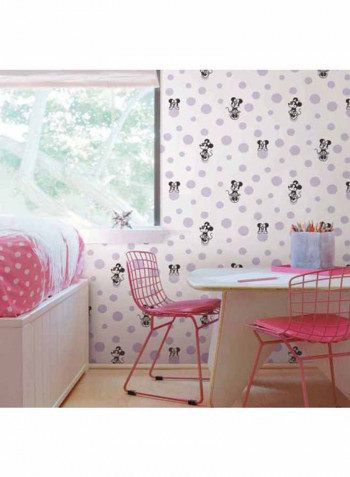 Minnie Printed Wallpaper Lavender/Black 52x1000cm