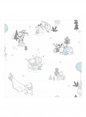 Winnie The Pooh Printed Wallpaper White/Grey 52x1000cm