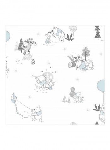 Winnie The Pooh Printed Wallpaper White/Grey 52x1000cm
