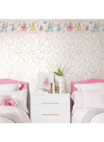 Disney Princess Printed Wallpaper White/Gold 68x823cm