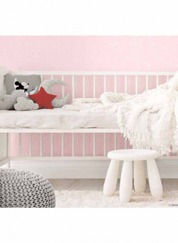 Mickey Mouse Printed Wallpaper Pink/White 52x1000cm