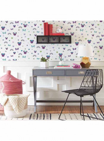 Minnie Printed Wallpaper Violet/Blue/Grey 52x1000cm