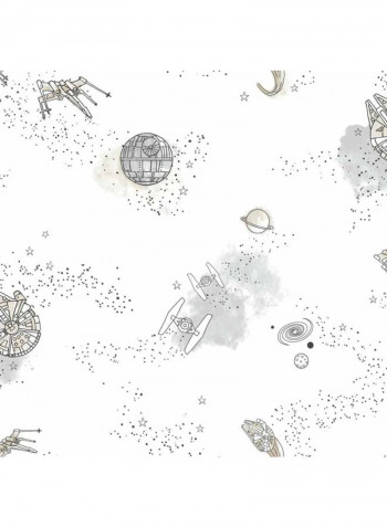 Star Wars Printed Wallpaper White/Grey 52x1000cm