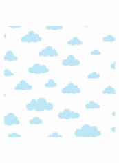 Winnie The Pooh Printed Wallpaper White/Light Blue 52x1000cm