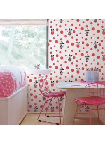 Minnie Mouse Printed Wallpaper White/Red/Black 52x1000cm