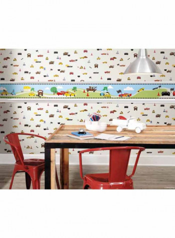 Pixar Car Printed Wallpaper Yellow/Blue/Red 52x1000cm