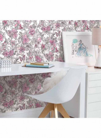 Princess Printed Wallpaper White/Pink/Black 52x1000cm