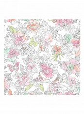 Princess Printed Wallpaper White/Pink/Green 52x1000cm
