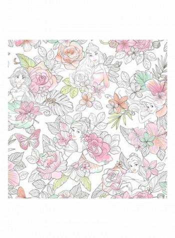 Princess Printed Wallpaper White/Pink/Green 52x1000cm
