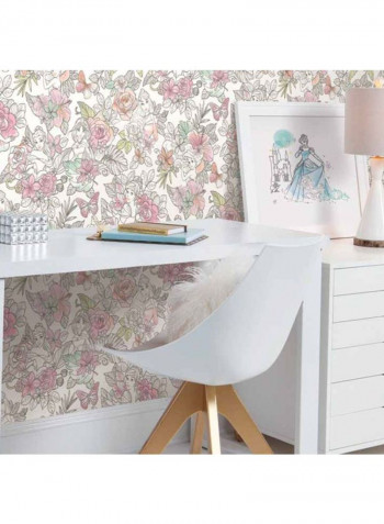 Princess Printed Wallpaper White/Pink/Green 52x1000cm
