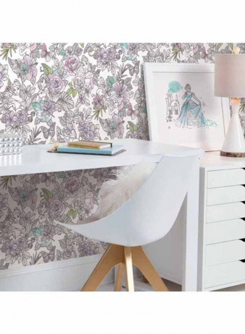 Princess Printed Wallpaper White/Pink/Violet 52x1000cm