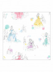 Princess Themed Wallpaper White/Blue/Yellow 52x1000cm