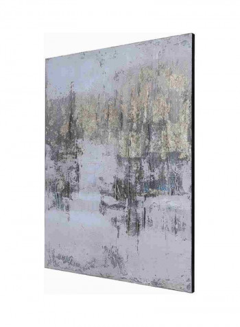 Saunder Hand Painted Canvas Blue/Beige/Grey 120x2.8x90centimeter