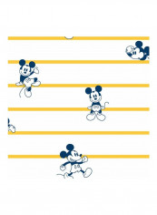 Mickey Mouse Printed Wallpaper White/Black/Yellow 52x1000cm