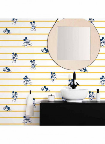 Mickey Mouse Printed Wallpaper White/Black/Yellow 52x1000cm