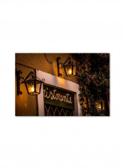 Open For Dinner Canvas Wall Art Green/White 8 x 19inch