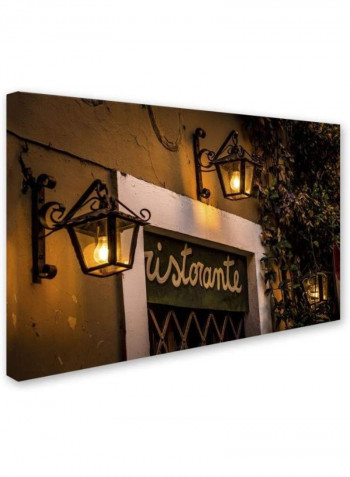 Open For Dinner Canvas Wall Art Green/White 8 x 19inch