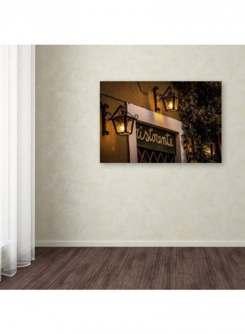 Open For Dinner Canvas Wall Art Green/White 8 x 19inch