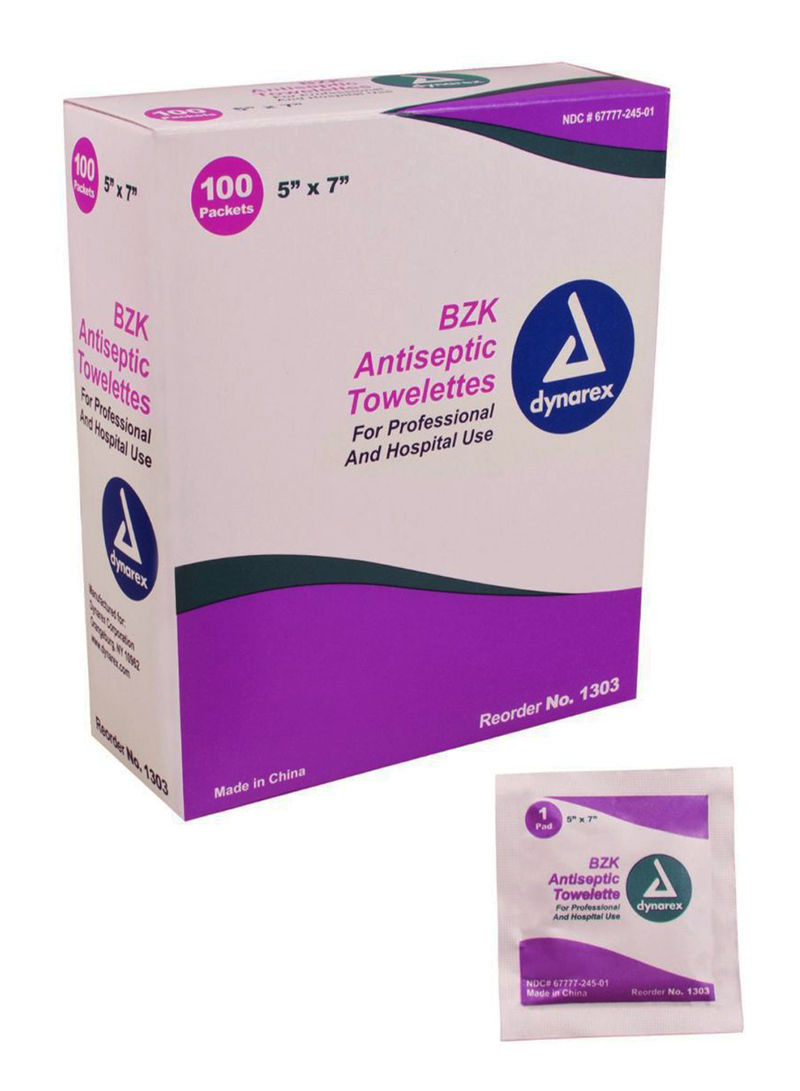 Pack Of 10 Bzk Antiseptic Towelettes 5 x 7inch