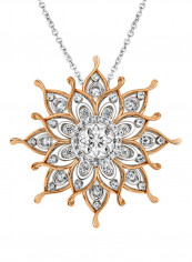 925 Sterling Silver Floral Cubic Zirconia Pendant Necklace